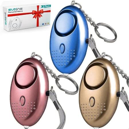 SUMAS Personal Alarm for Women, Reusable Police Approved 140DB Loud Alarm with LED Light, Small Personal Security Alarm Torch Keychain for Women, Girls, Children and Elderly