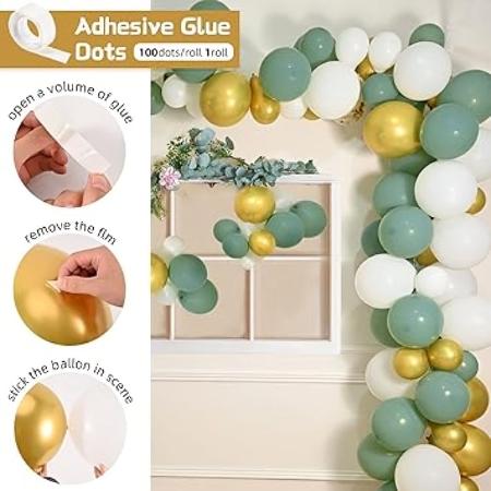 YoParty Balloon Arch Kit - 141 Pcs Green Balloon Arch Kit with Multiple Sized Birthday Balloons, Metallic Gold, White, and Confetti Balloons - Ideal Party Balloons for Baby Shower Decorations