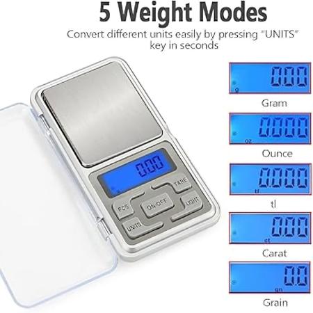 Portable Digital Weighing Scale 0.01g x 200g Cooking Salter Pocket Kitchen Small Scales For Gold Jewellery Coin Collectibles Food Herbs and Coffee Back-Lit LCD Display Mini Kichen Accessories