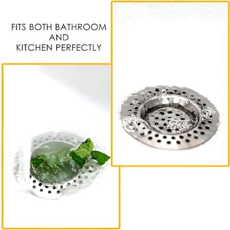 Stainless Steel 2Pcs Kitchen Sink Strainer Plug Standard Dual Function Basket Strainer Drain Protector Sink Waste Stopper Hole Hair Catcher For Kitchen Bathroom Shower Bathtub