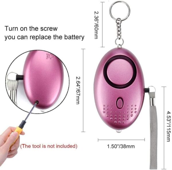 Personal Safety Alarms – 3 Pack, 140DB with LED Light & Keychain - Image 2