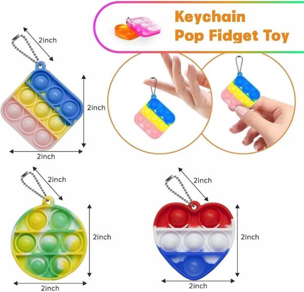 24 Pcs Mini Push Pop Keyring – Stress & Anxiety Relief Toy - Image 2