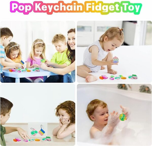 24 Pcs Mini Push Pop Keyring – Stress & Anxiety Relief Toy - Image 5