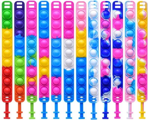 Fidget Pop Bracelets – Stress & Anxiety Relief (12 Pcs)