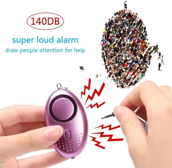 Personal Safety Alarms – 3 Pack, 140DB with LED Light & Keychain - Image 5