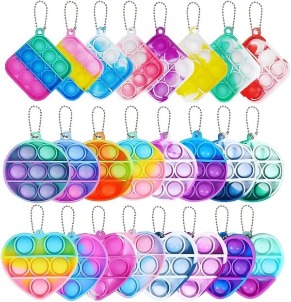 24 Pcs Mini Push Pop Keyring – Stress & Anxiety Relief Toy