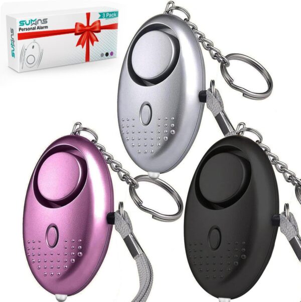 Personal Safety Alarms – 3 Pack, 140DB with LED Light & Keychain