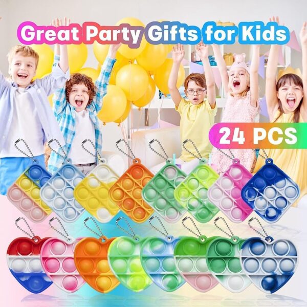 24 Pcs Mini Push Pop Keyring – Stress & Anxiety Relief Toy - Image 7