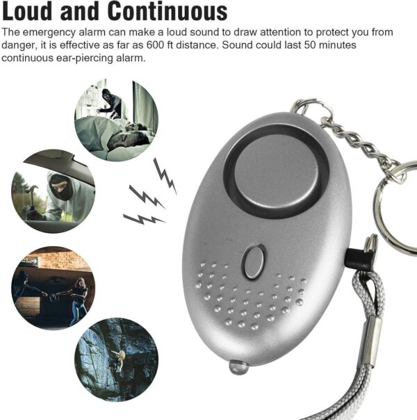 Personal Safety Alarms – 3 Pack, 140DB with LED Light & Keychain - Image 7