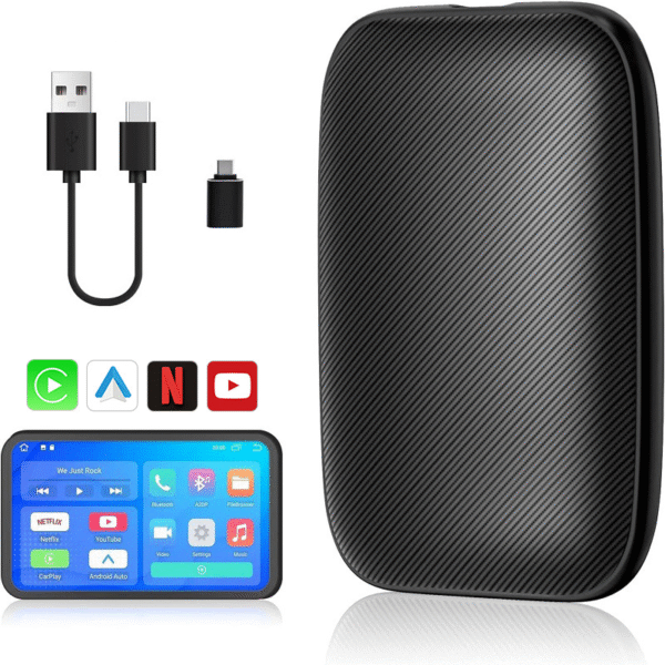 Wired to Wireless CarPlay Box – 4-Core, BT 5.0, 5G Wi-Fi Adapter